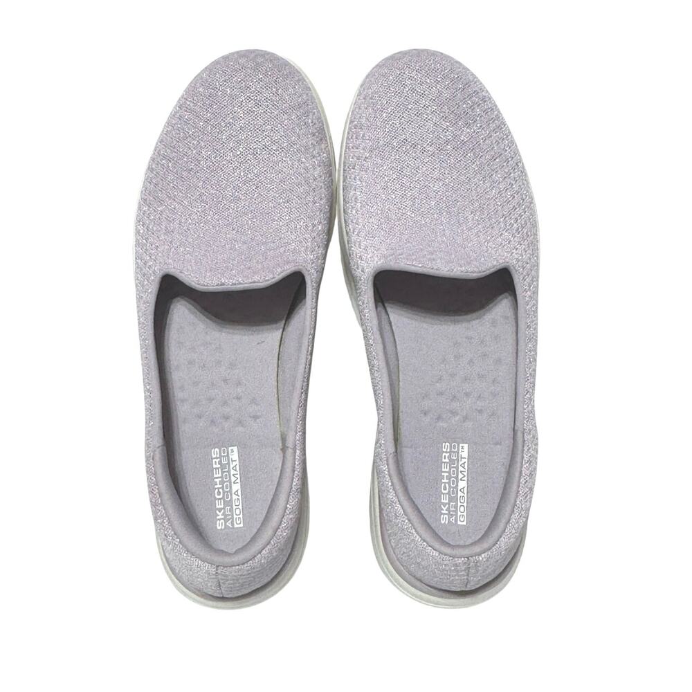 Skechers Women’s Size 9 M Lilac Sparkle Go Walk Goga Mat Slip On Knit Shoes - Picture 6 of 11